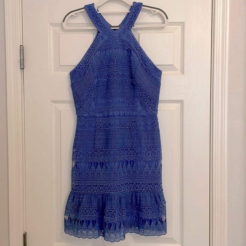 Greylin purple lace halter dress